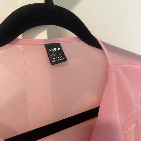 SHEIN Pink Ruffle Tie-Front Blouse - Picture 5 of 6
